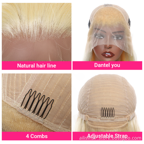 150% 180%  Blonde 613 Lace Frontal Human Hair Wigs For Black Wome Transparent Swiss HD Lace Frontal Human Hair Wigs Blonde 613